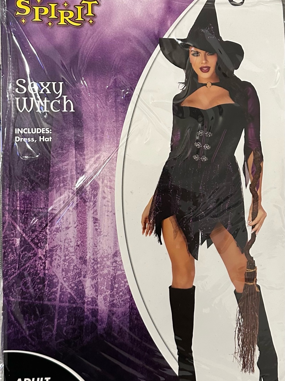 Spirit Black and Purple Witch Costume Mini Dress with Hat